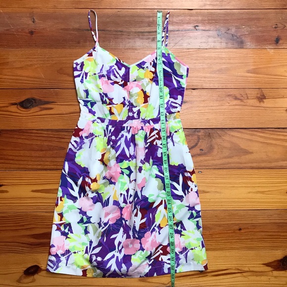 J. Crew Purple Pink Green Floral Dress, EUC, 0 - Picture 5 of 11